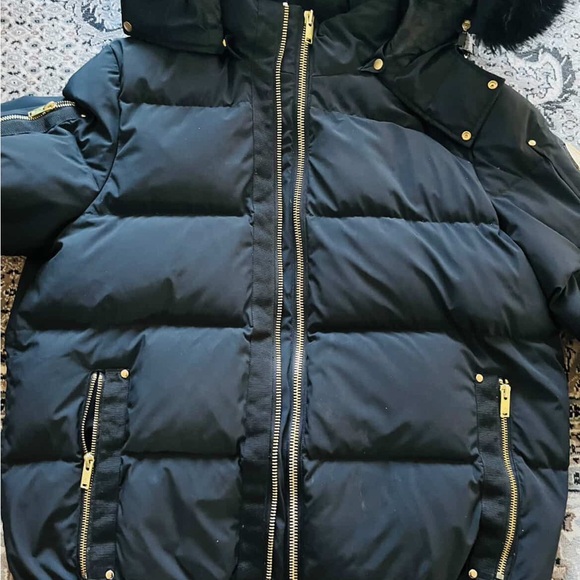 Moose Knuckles Black Puffer Jacket with Fur Hood - Picture 7 of 13
